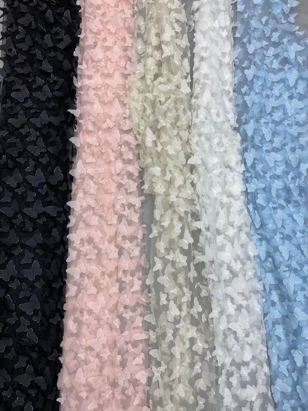 New High Quality 3D Laser Butterfly Embroidery Lace Fabric, Handmade Weeding Dresses Children's Clothing Sewing  Accessories