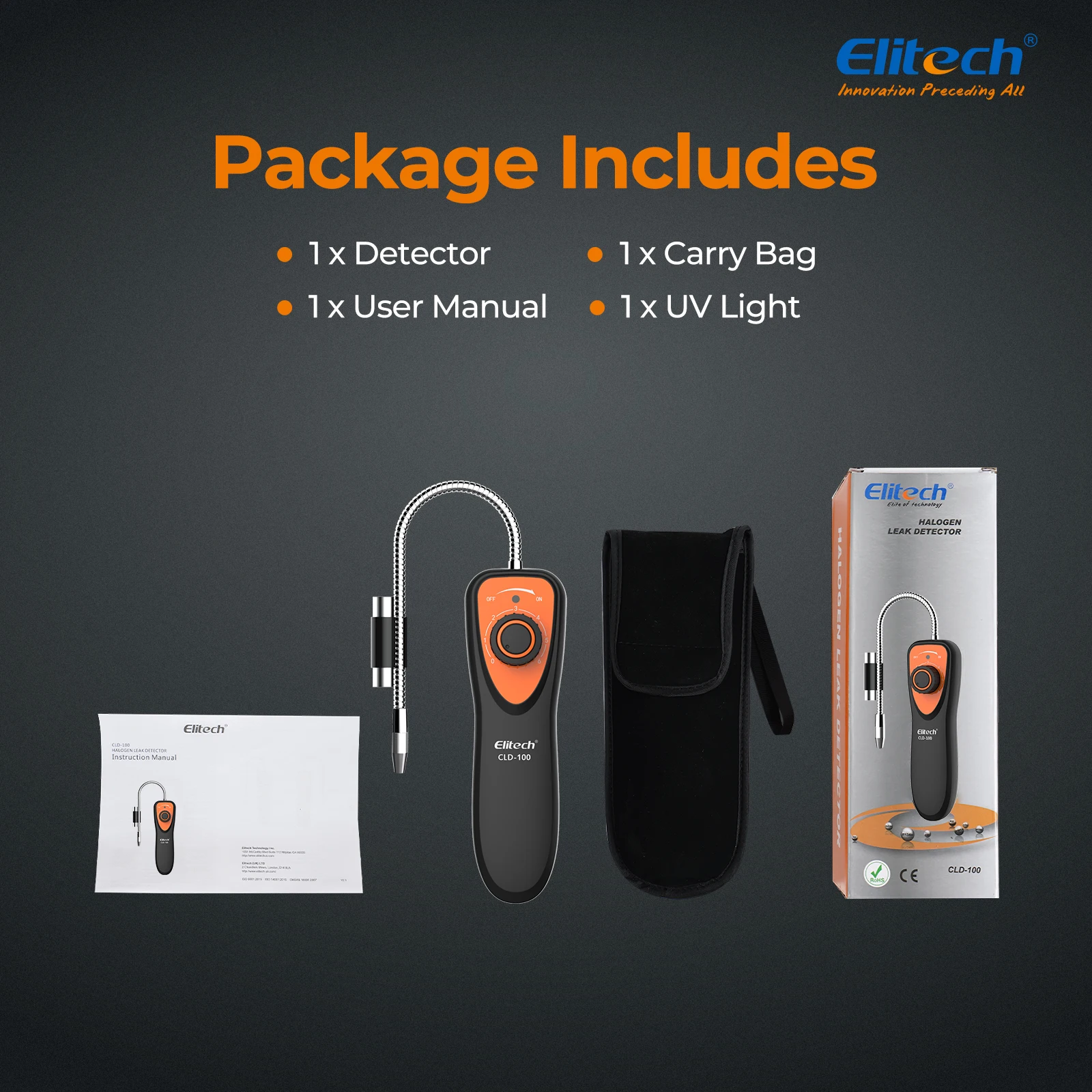 محلل غاز هالوجين كاشف تسرب CLD-100 من Elitech محلل غاز لتكييف الهواء للسيارات R134a محلل غاز مركبات الكربون الكلورية فلورية HCFCs HFCs