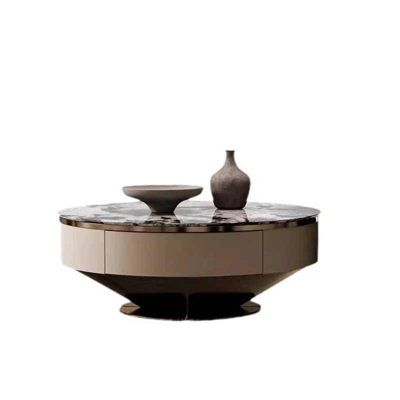 

Natural marble coffee table, new light luxury round coffee table, large household Italian minimalist luxury stone coffee table
