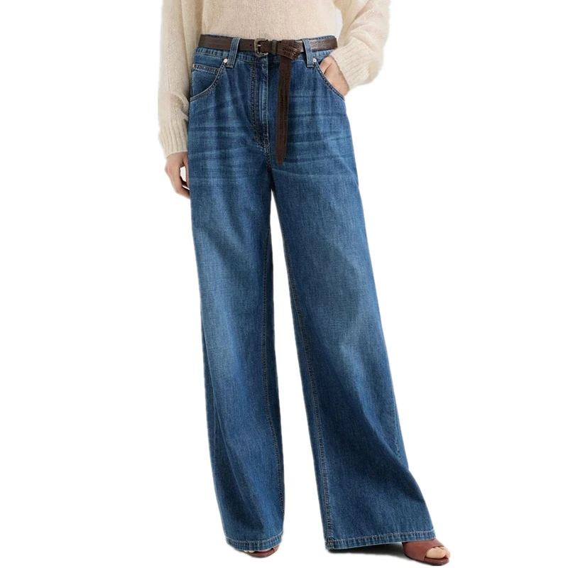 

Dave&di Minimalist Ajeans Women's Jeans Woman Clothes Women's Denim Pants Vintage Blue Loose Straight Leg Denim Pants For Women