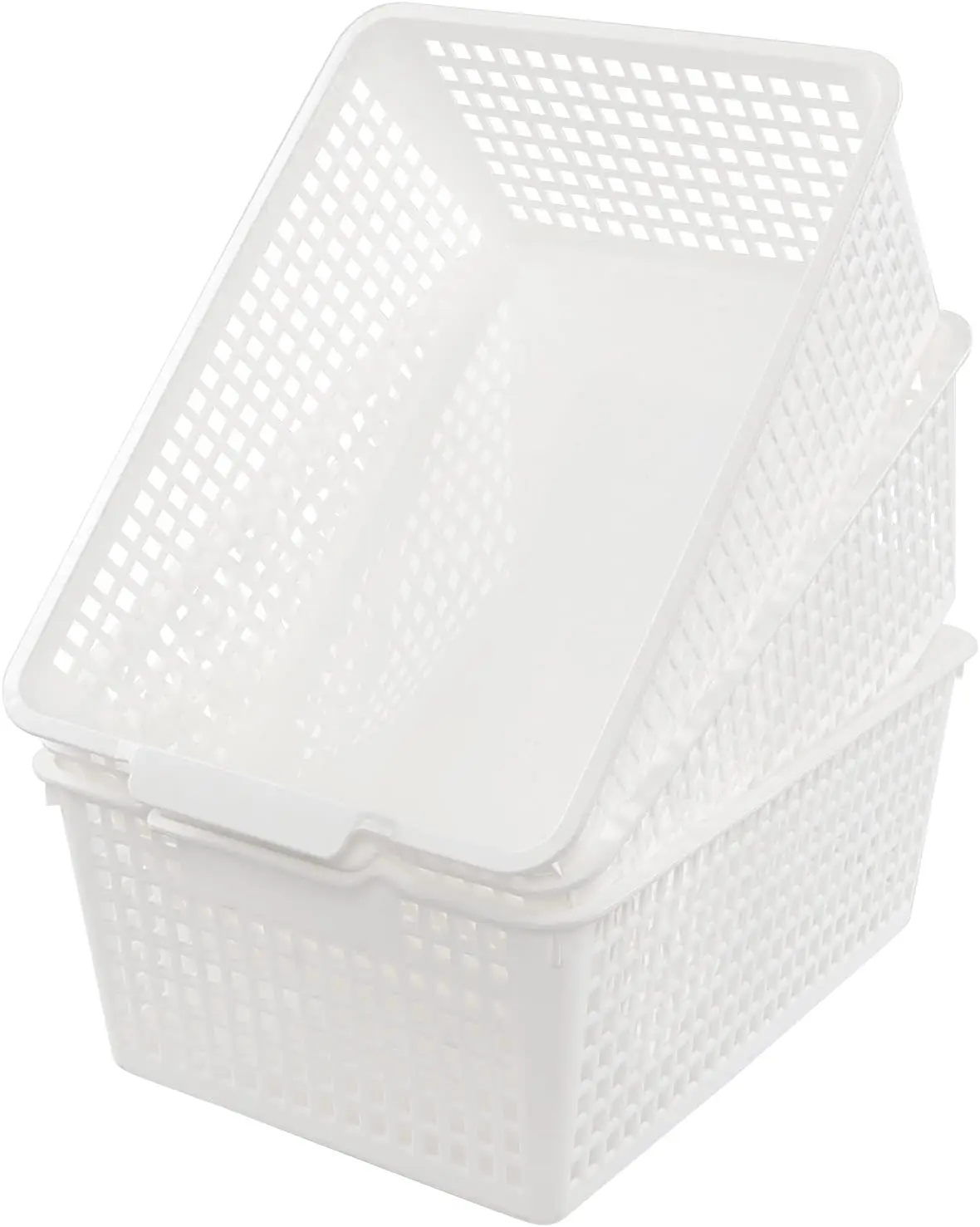 

Large Plastic Storage Bins, White Organizer Baskets Set of 3