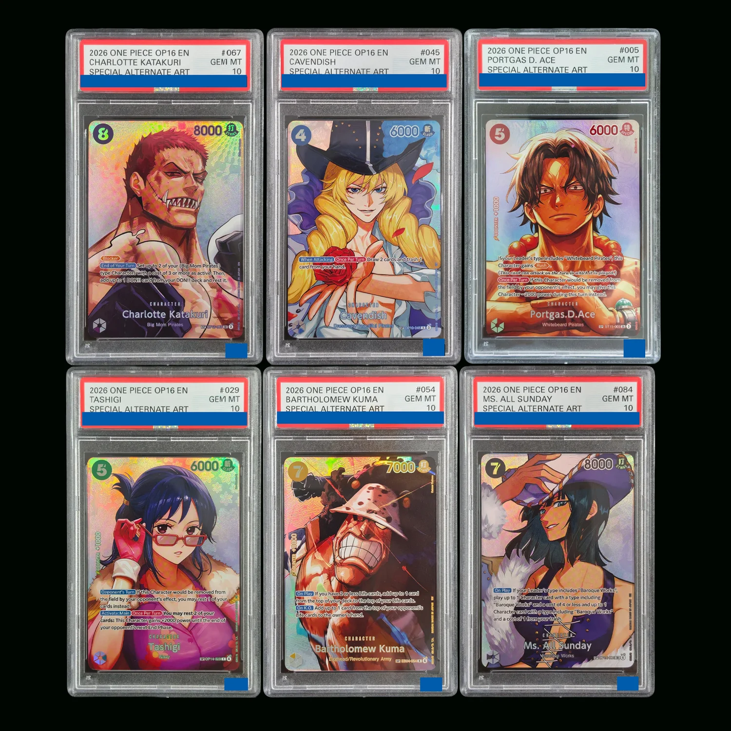 6 style ONE PIECE OP16 English Tashigi R-SPC OP14-029 Bartholomew Kuma Portgas D Ace The Time Of Battle Grade 10 Collection Card