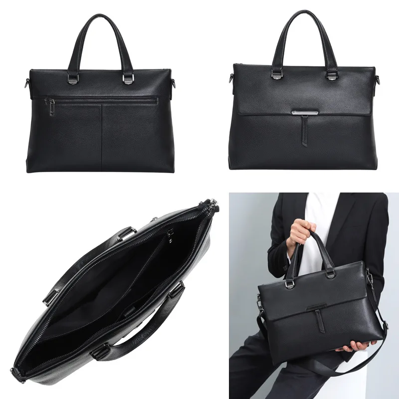 Business Handbag Genuine Leather Briefcases Men High-end Luxury Casual Laptop Bag Top Layer Cowhide Briefcase Men's Style