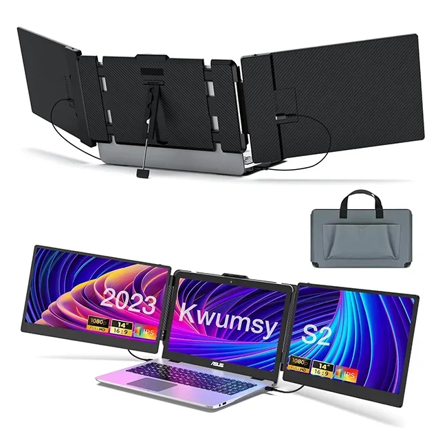 Trending Products 2024 New Arrivals Portable Monitor for Laptop Dual Screen Triple Portable Led Screen Triple Screen Laptop