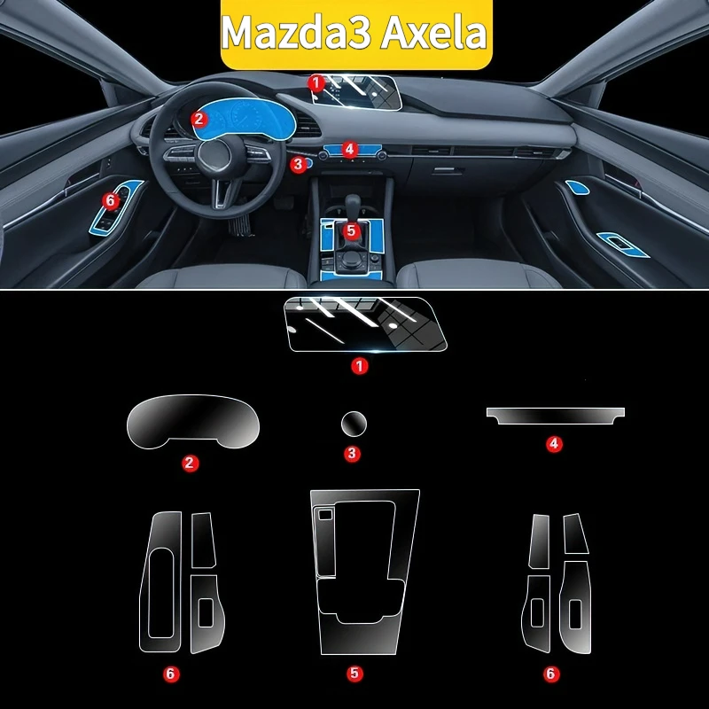 

For Mazda3 Axela interior protection Dashboard Multimedia Navigation Transparent Scratch-Resistant Film Modification