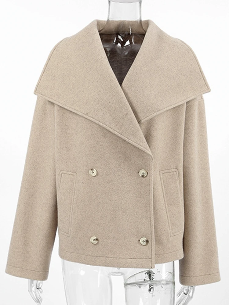 

Элегантная шерстяная женская шаль, модная двубортная женская уличная шаль с v-образным вырезом, осень-зима 2021, повседневная женская верхняя одежда