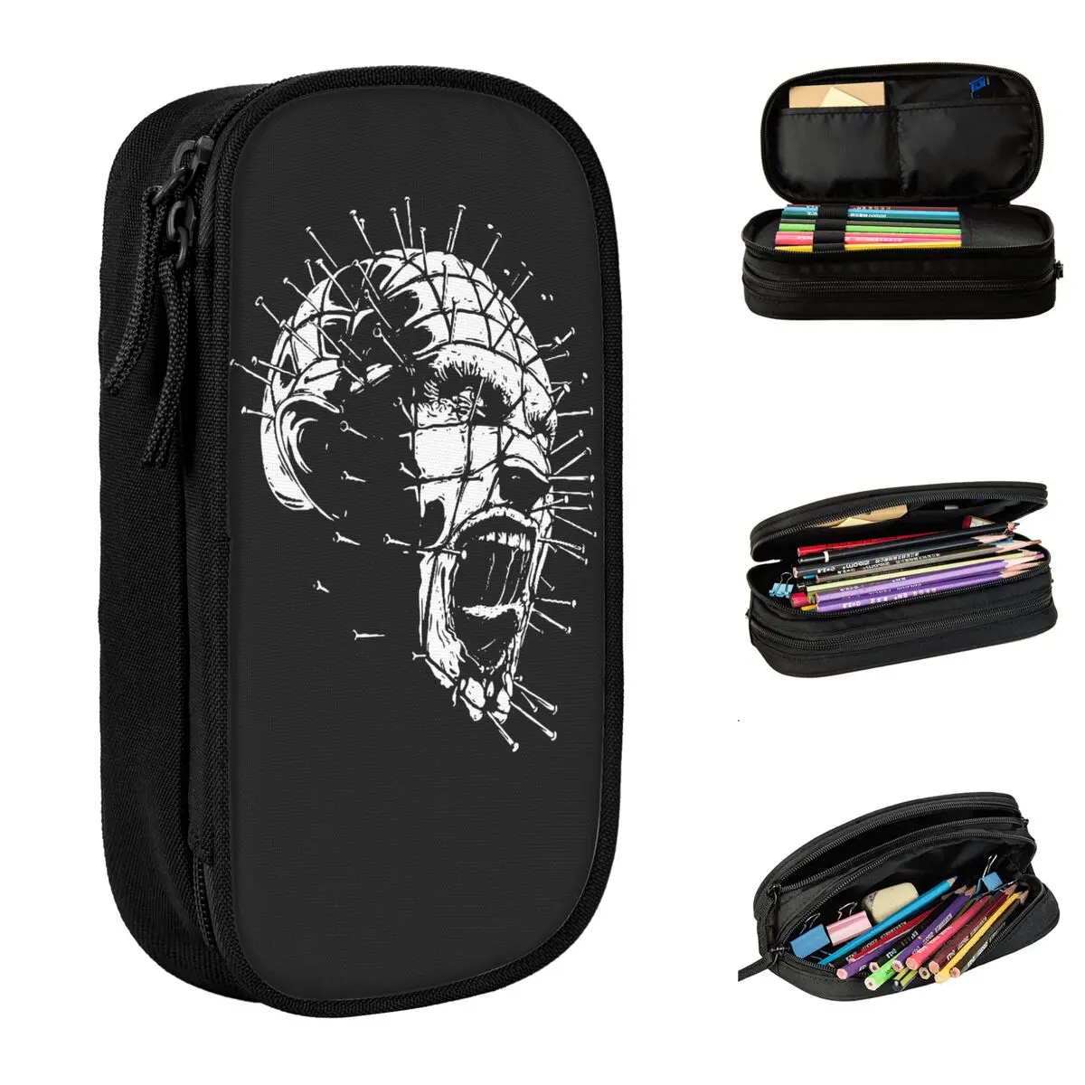 Hellraiser Pinhead Horror Pencil Case Pencilcases Pen for Girl Boy Big Capacity Bag Students School Zipper Stationery