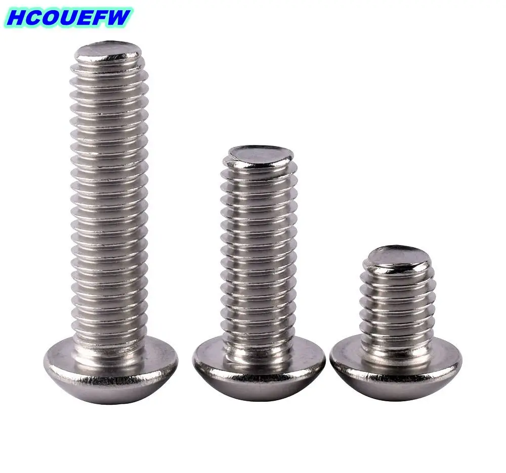 HCOUEFW 5pcs UNC 3/8-16 US Coarse Thread 304 Stainless Steel Allen Hex Hexagon Socket Button Head Round Screw Bolt