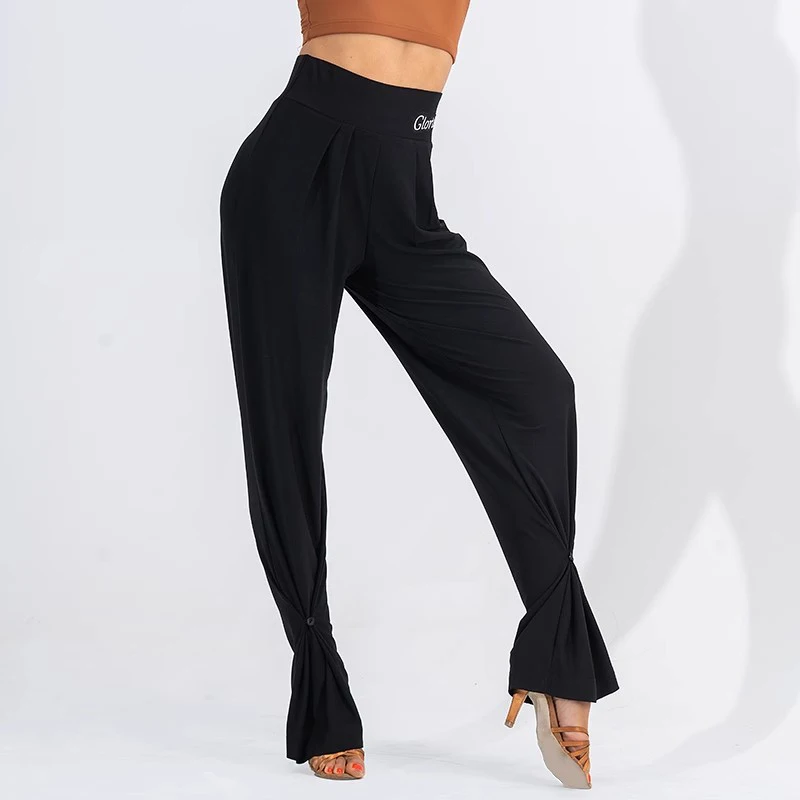 Pantalon de danse latine taille haute, serré à la cheville, Design, pantalon de valse pour femmes, vêtements de danse de salle de bal, tenues de Costume