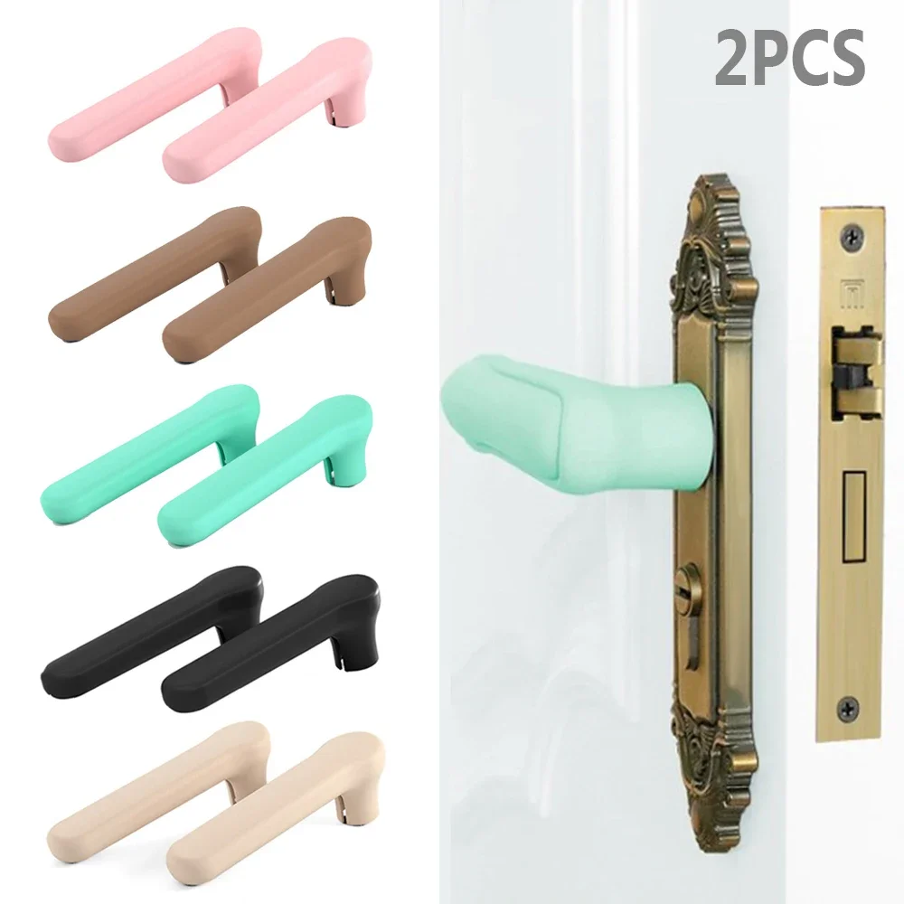 

2PCS Anti-collision Silicone Door Knob Cover Static-free Baby Safety Handle Sleeve Bedroom Living Room Wall Protector Covers