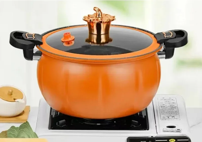 Home Kitchen Pumpkin Shape Micro Pressure Cooker,8 L Non-Stick Multi-Functional Stewing and Boiling Soup Pot
