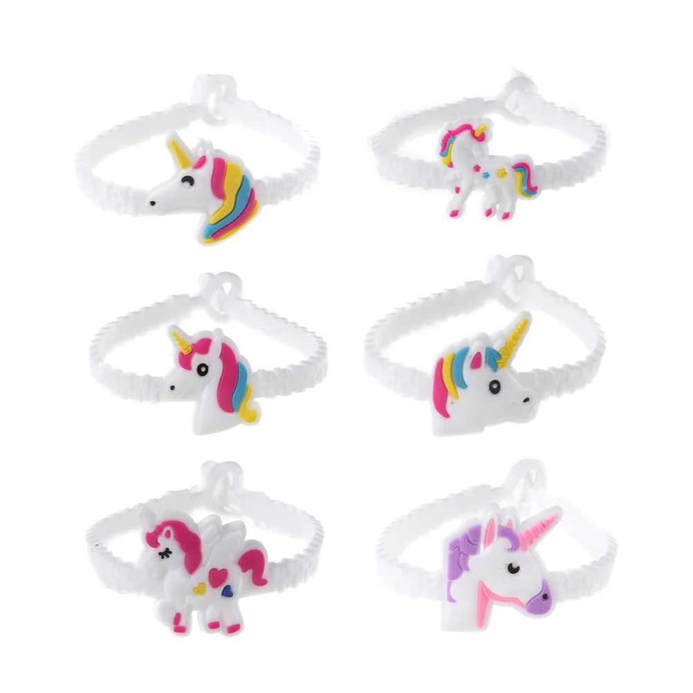 5 Pcs Multi-color Wristbands Unicorn Charm Bracelet Epoxy Rubber Bracelets Silicone