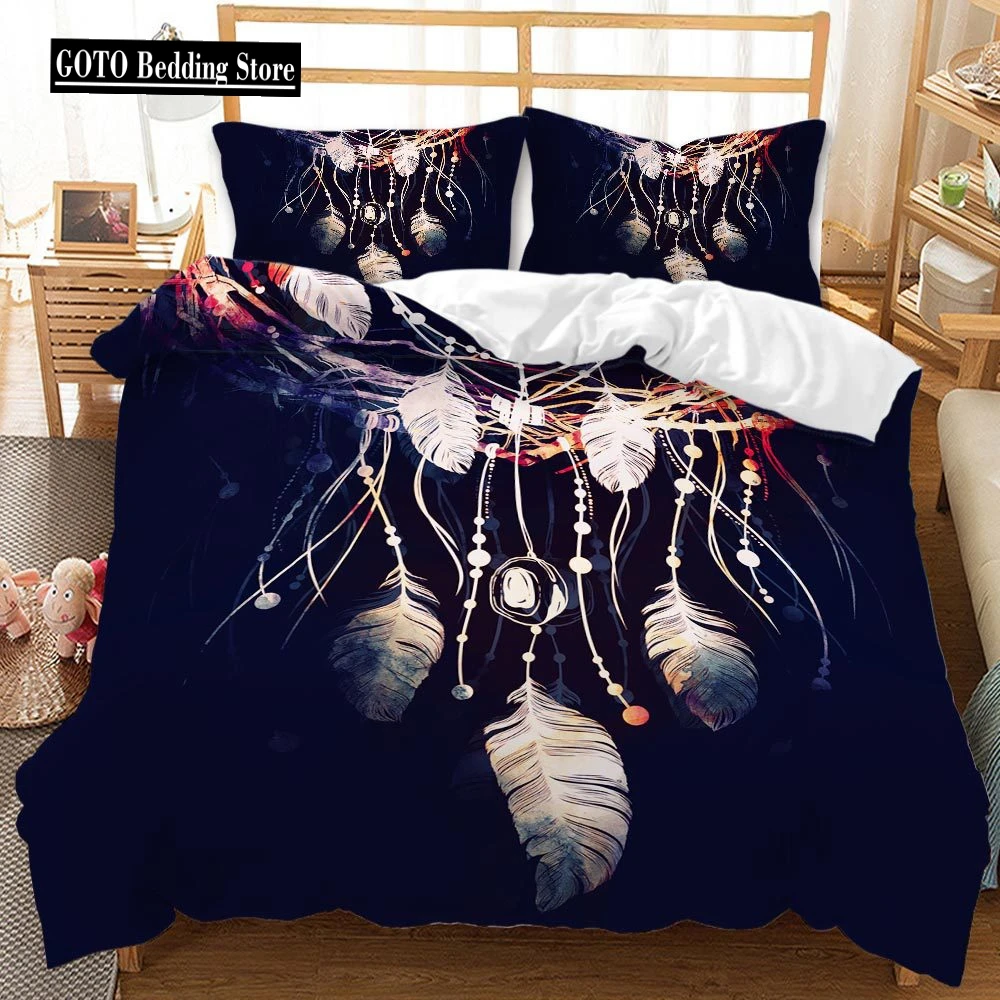 

BEST.WENSD Reactive Printing European and American style dreamcatcher Duvet Cover Sets High grade thickening bedding set luxury