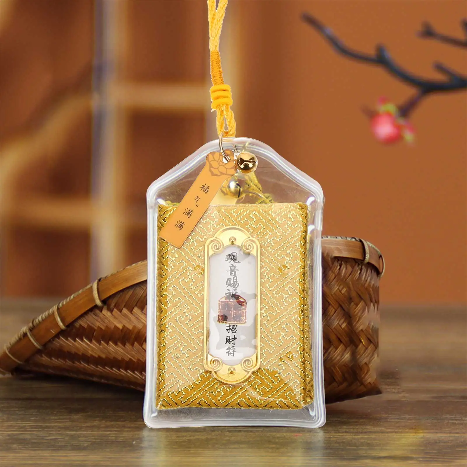 

3pcs Japanese Amulet Pendant Car Omamori Blessing Bag Home Wealth Sachet Royal Charms Hanging Decor Yellow Style