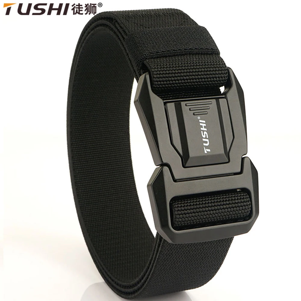 

TUSHI New Genuine Tactical Belt Quick Release Outdoor Military Belt Soft Real Nylon Sports Accessories Men And Women Black Belt