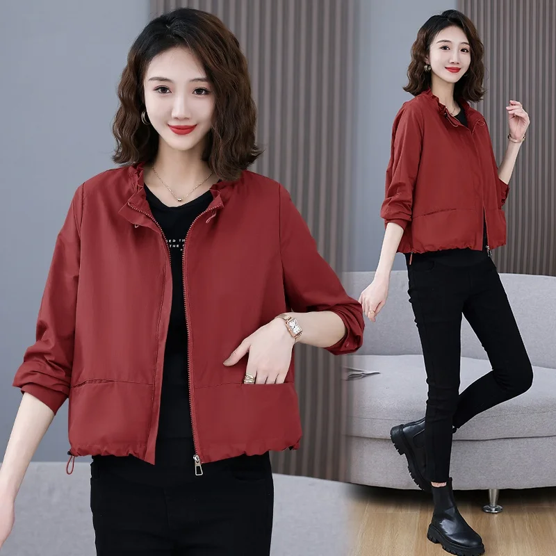 Señoras ort Casual ropa de abrigo suelta primavera otoño 2023 nuevo Sle rompevientos Jaet cierre de cremallera largo Sve fibra de poliéster