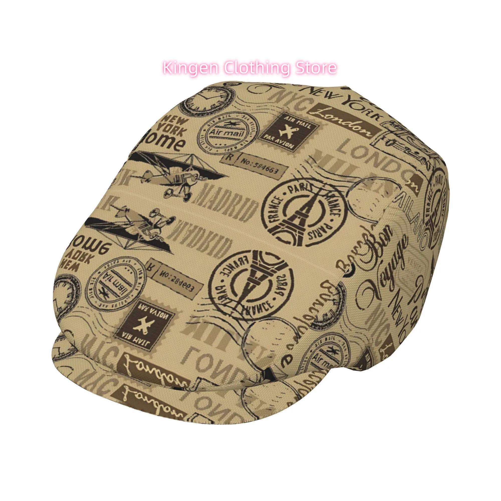 Nostalgic City Poster Men And Women Adjustable Flat Cap Newsboy Beret Ivy Cap Irish Cabbie Fishing Hats Forward Caps Gatsby Caps