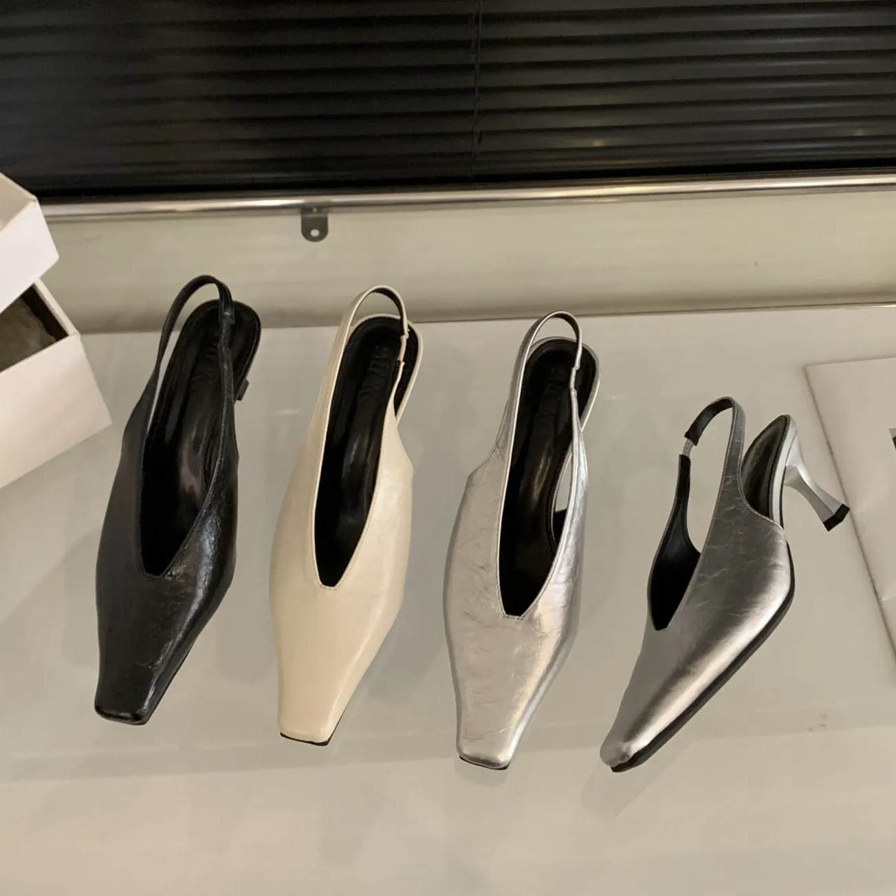 

Bailamos Women Sandals Shoes Brand New Low Heels Slingbacks Shoes Women Fashion Pointed Toe Slender Heel Pumps Back Empty Toe Sa