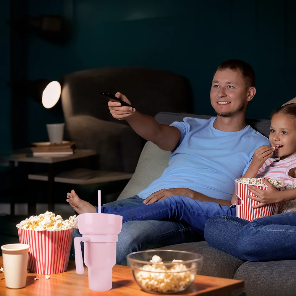 حاوية وجبات خفيفة محمولة بمقبض ومقبض ، بهلوان استاد ، كوب مشروبات فشار ، متعدد الوظائف ، سينما ، منزل ، قش ، شو