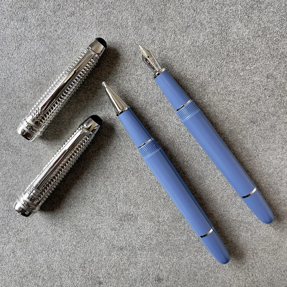 Wakaka Mb Pen Monte Meisterstuck 145 Blue Silver Clip Blacne Roller Pens for Writing Gift With Serial Number