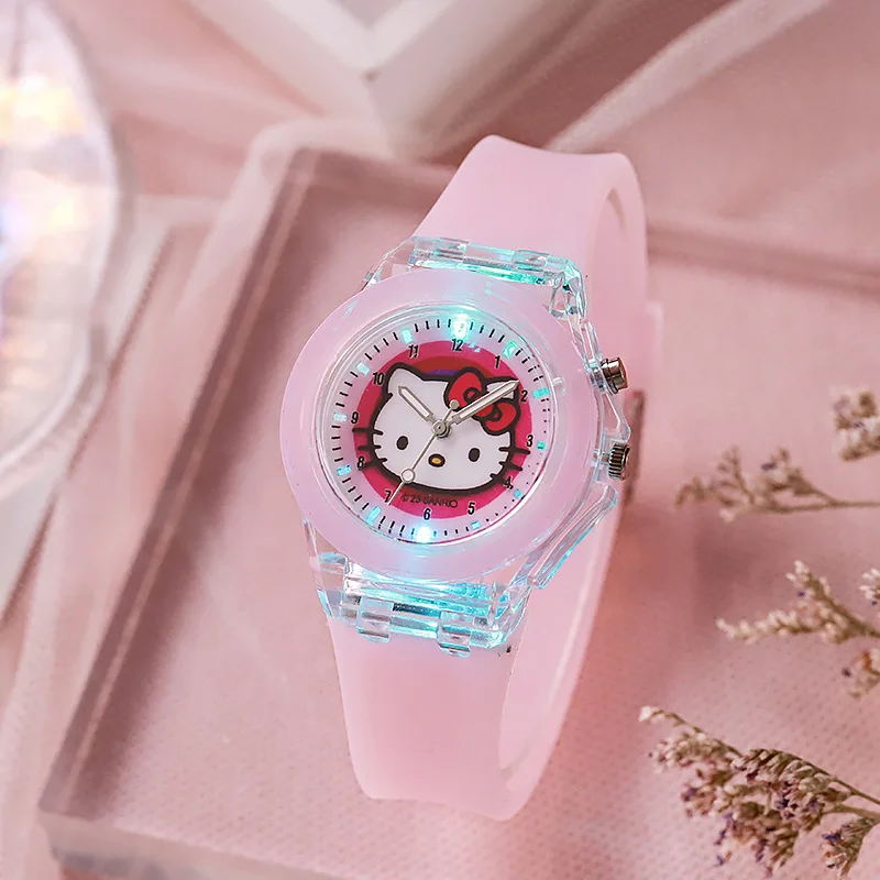 Jam tangan anak Perempuan Hello Kitty, jam tangan anak perempuan, hadiah, putri silikon, Elsa, sumber bercahaya, jam tangan anak laki-laki