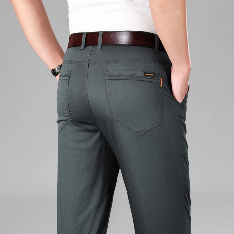 Pantalon décontracté pour homme, pantalon d'été fin, jambe large, droit, fjPolyvalent, qualité haut de gamme, affaires, nouveau, 2024