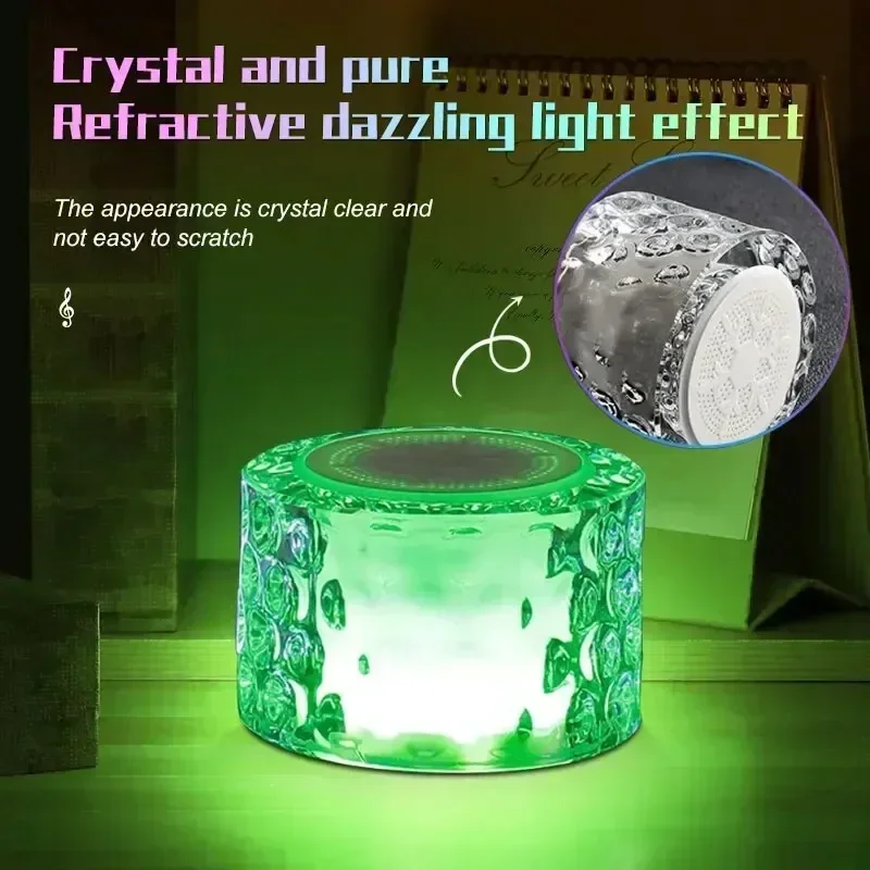 

Creative Gift Subwoofer Large Volume Glass Crystal Sound Bluetooth Atmosphere Nightlight Speaker Desktop Bedside