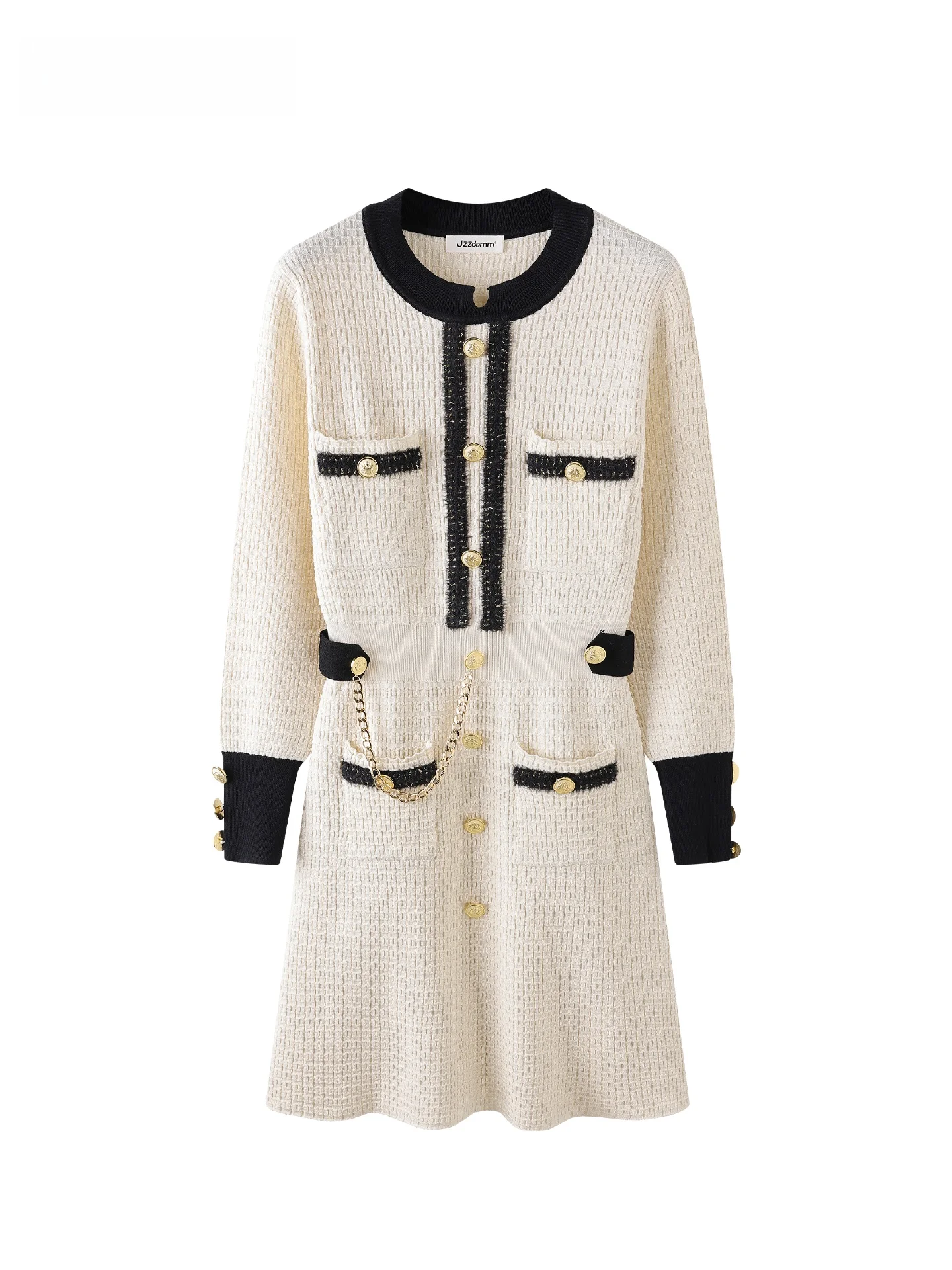 

JZZDEMM Вязаная женская юбка средней длины с текстурой «Французская фибра» для ранней осени, элегантная, для офиса