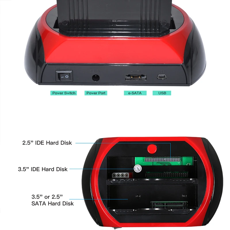 Imagem -03 - Hdd Ssd Docking Station Ssd Dual Slots Usb 2.0 para Leitor de Cartão de Disco Rígido Externo Case do Gabinete hd Externo 2.5 3.5