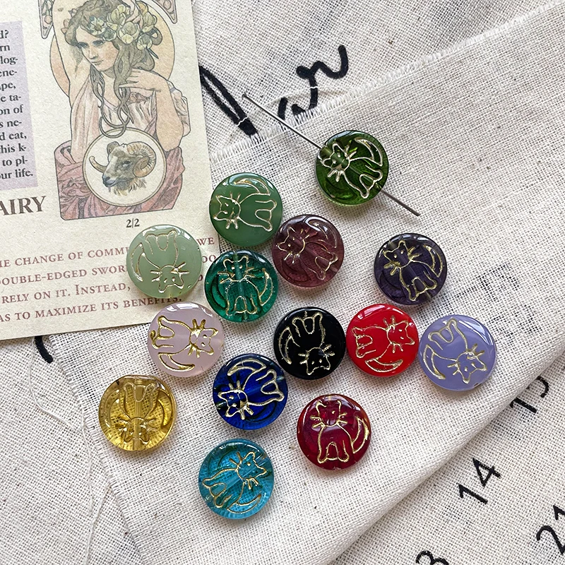 

10 шт., 13,9 мм, полупрозрачный браслет ручной работы из стеклянных бусин «кошка», ретро, сделанный своими руками, со свободными бусинами