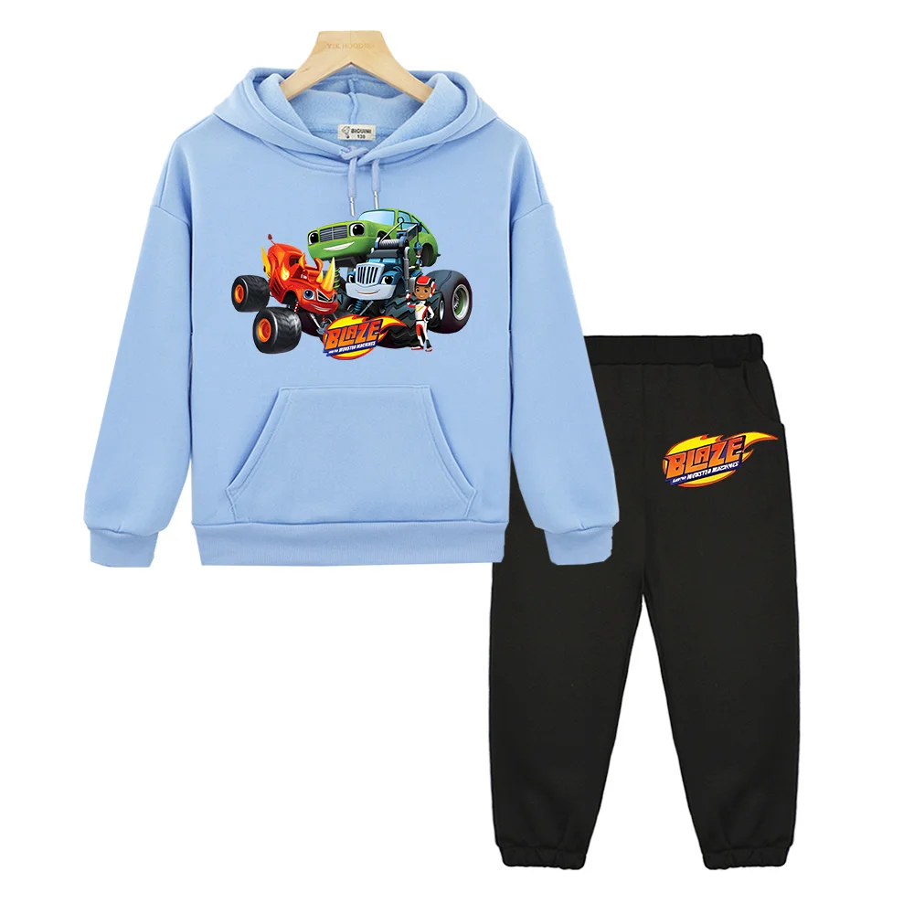 Kids Hoodies Blaze Machines Clothes Children Boys Sweatshirts Set Girls Cartoon Hoodies Tops+Long Pants 2PCS Suit Sudaderas