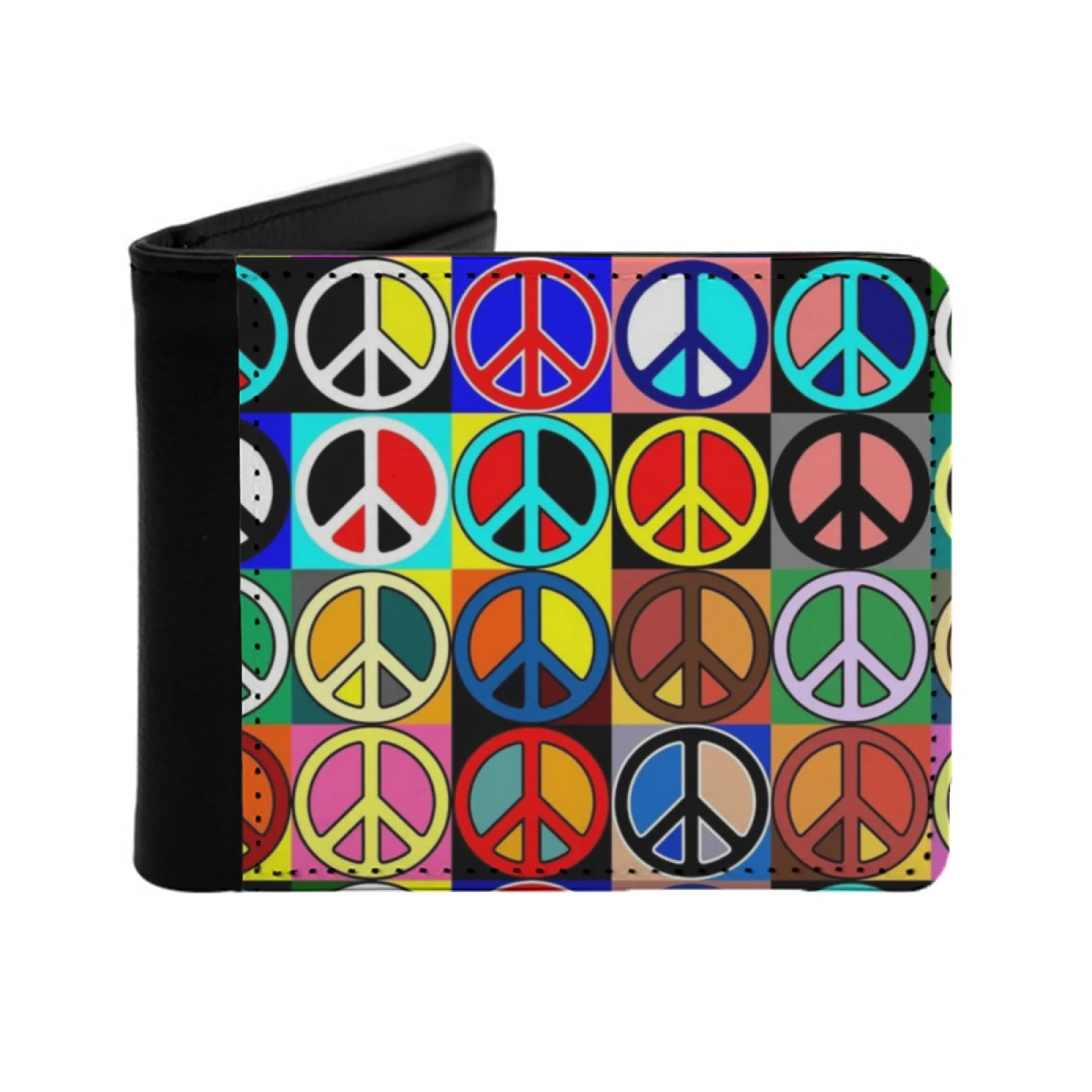 

Bits And Peaces Men Wallets Card Man Wallet Short Purse Bi-Fold Personalized Purses Love Peace Sign Symbol Happy Happiness Joy