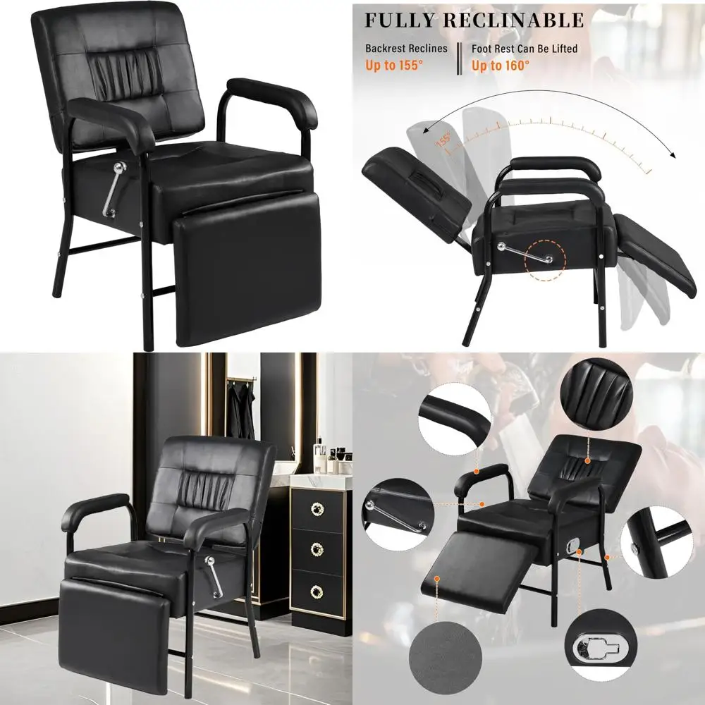 كرسي صالون فاخر للاستلقاء مع مسند للقدمين لمصففي الشعر والحلاقين، مثالي للصالونات والمنتجعات الصحية #1
