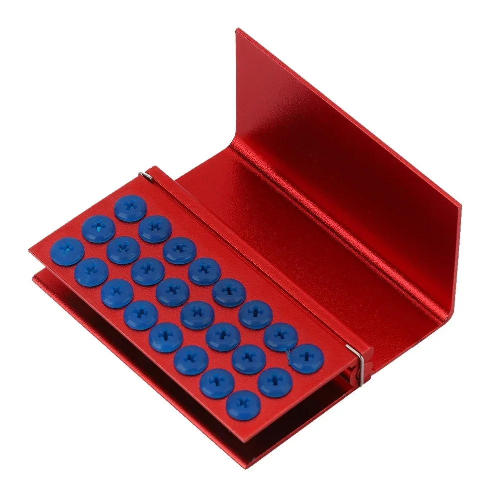 24 Holes Aluminium Alloy Disinfection Box With Silicone Pad Dental High-speed Needle Burs Holder Autoclavable Dentist Tool Red