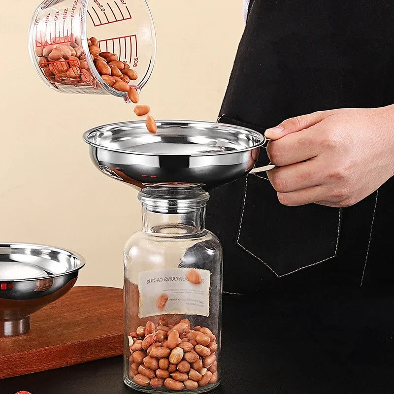 ステンレス鋼の広口缶詰漏斗、大型多機能キッチンツール、サラダ、ワインオイル、ドレッシングホッパーフィルター、ガジェット、304