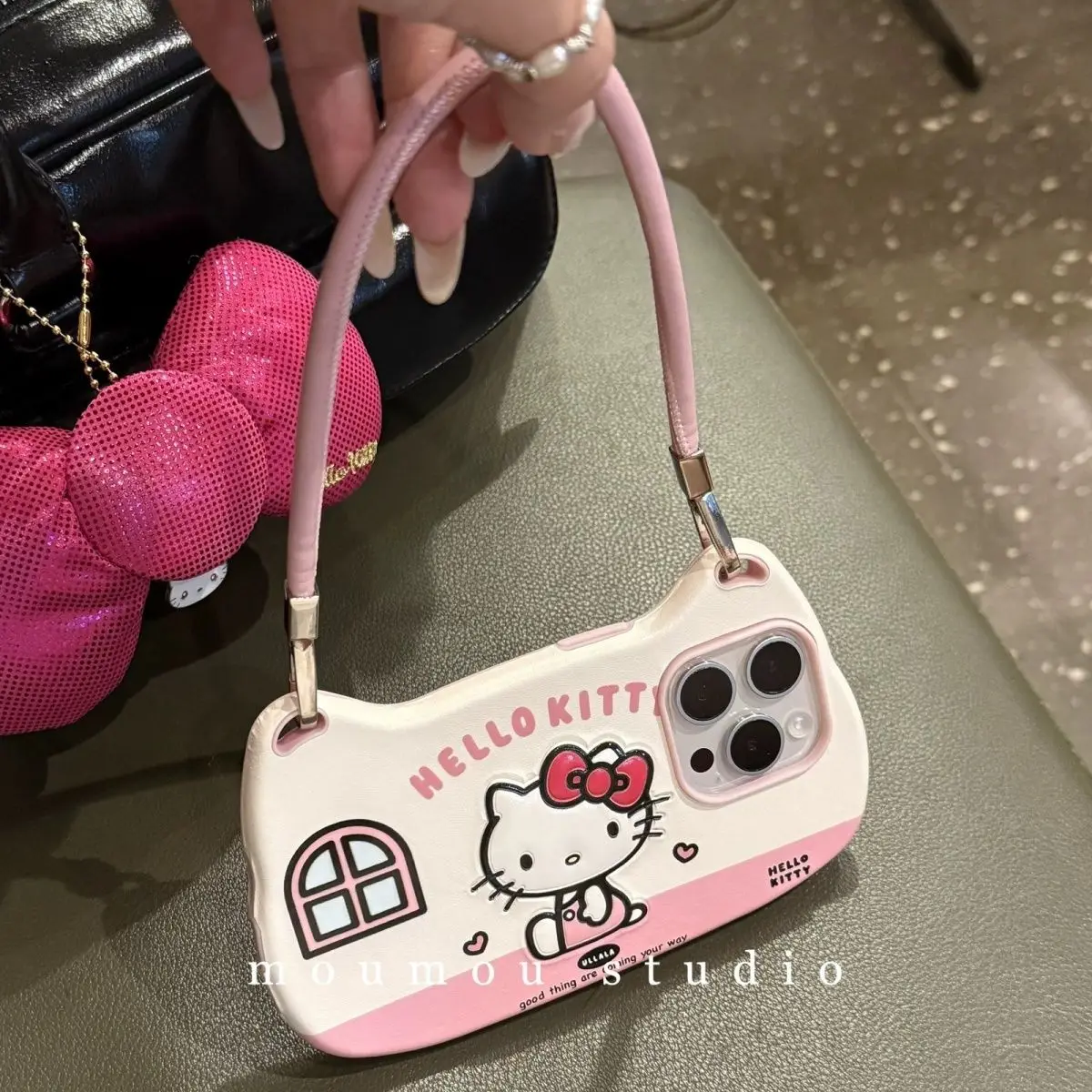 Sanrio Hello Kitty Good Thing Are Coming Your Way Phone Case For iPhone 16 15 14 13ProMax Y2K Girl Lovable Hand Strap Back Cover