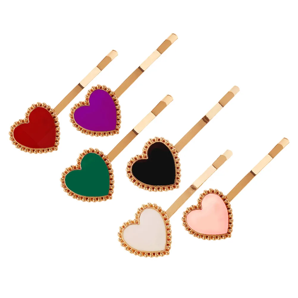 

5pcs Red Heart Hair Clips Alloy Bobby Pins Decorative Side Barrettes Stylish Party Hair Accessories For Women Girls (Random