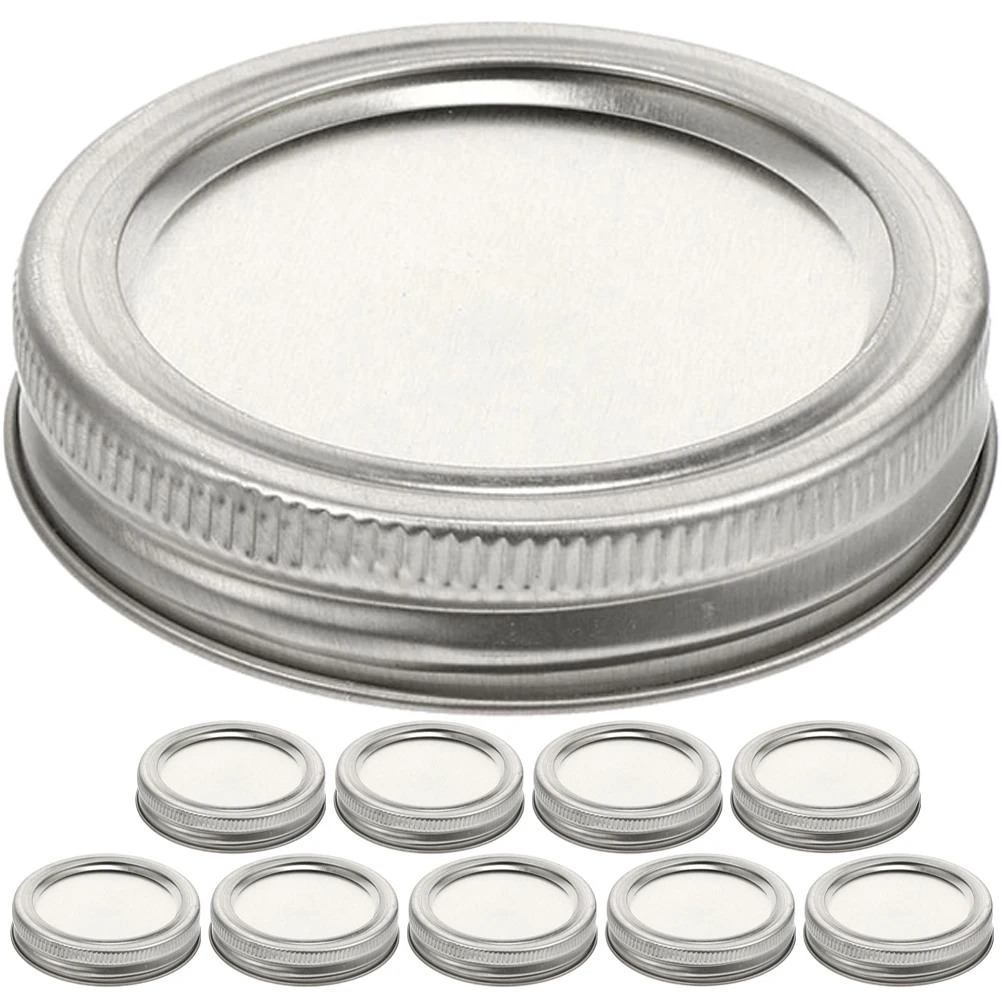 

10 Pcs Mason Jar Covers Leakproof Reusable Multipurpose Silver Sealing Canning Lids Sturdy Practical Food Storage
