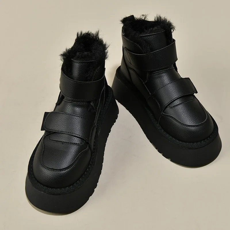 أحذية الثلوج متعددة الاستخدامات للنساء 2025 شتاء جديد الصوف سميكة الدافئة عدم الانزلاق منصة صغيرة أحذية قطنية