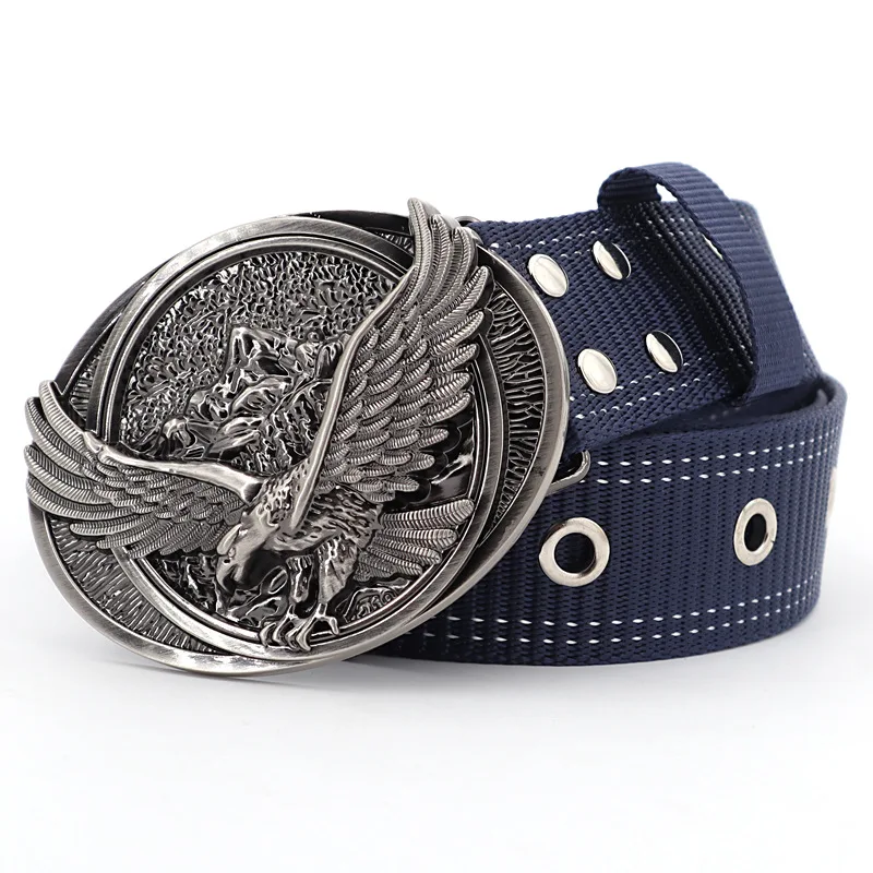 Metal Eagle Buckle Belt Nylon Military Tactical Men Belts Webbing Canvas Outdoor Web Unisex Fashion Jeans Trouser Waistband