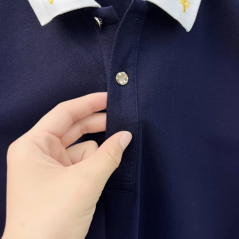 Luxusmarke Kurzarm Herren POLO Shirt Mode Boutique Bienenstickerei Design Neue Tops Sommer Freizeit Komfort Atmungsaktives T-Shirt – Detail 16
