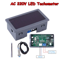 AC Tachometer 220V 110V 4-Digit LED Digital Display Motor Tachometer With Hall Sensor Magnet RPM Speed Meter
