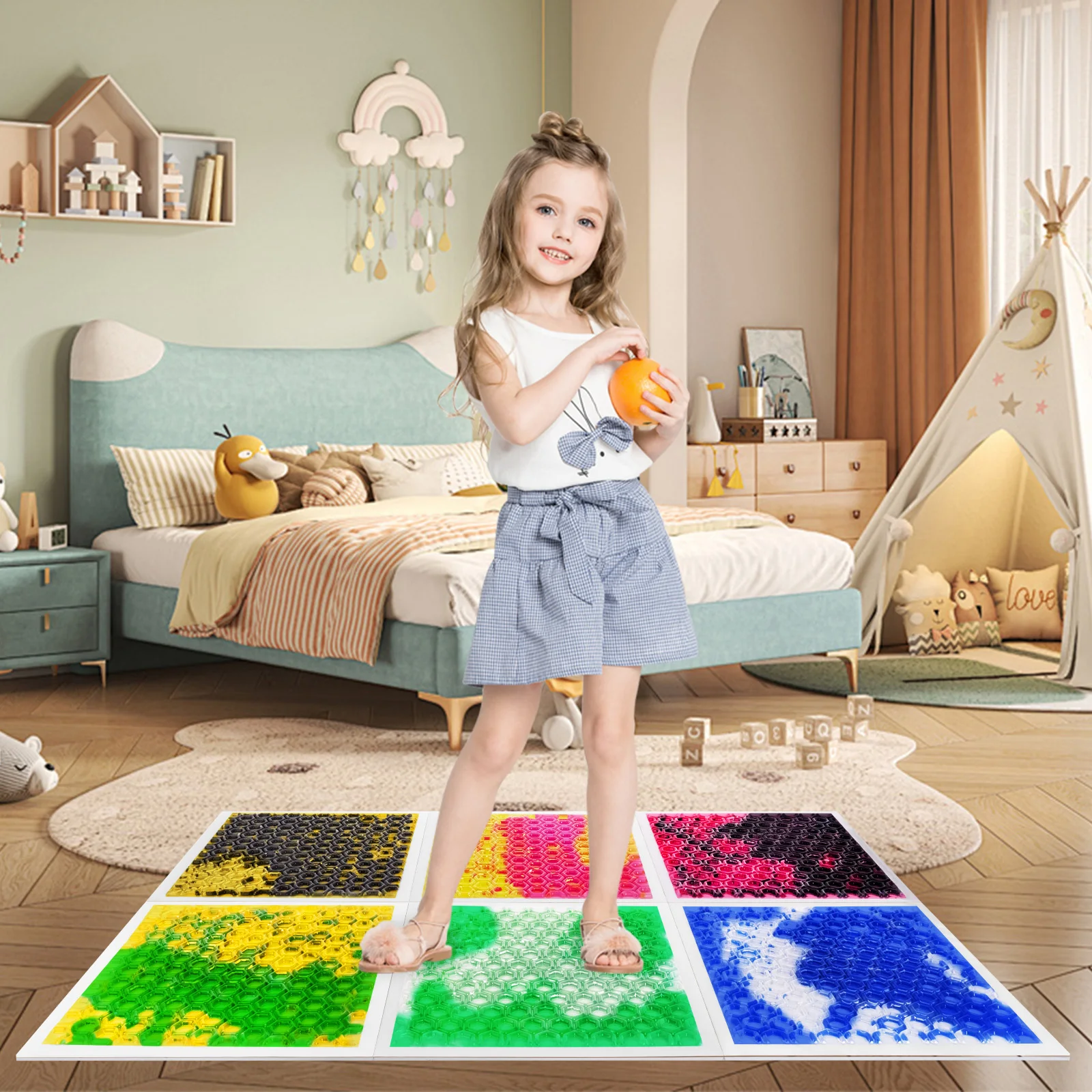 

Sensory Walking Pads Feet Tiles Mat - Interactive Sensory Toy for Children Educational Play Mat with Touch Feedback