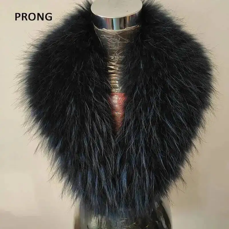 

Real Fur Collar Natural Raccoon Fur Scarf Winter Women Men Coat Jacket Hood Fur Shawl Wraps Luxury Neck Warmer Furry Scarves