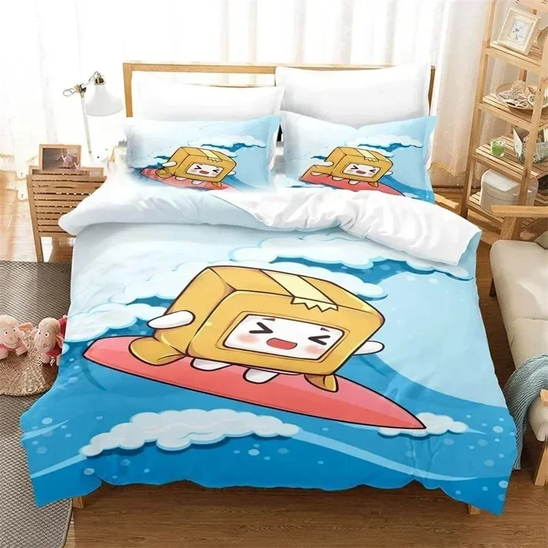 

3D Cartoon Foxy Boxy Lanky-box Comfortable Duvet Quilt Cover Pillowcase Bedding Set Children Bedroom Decoration Home Textile
