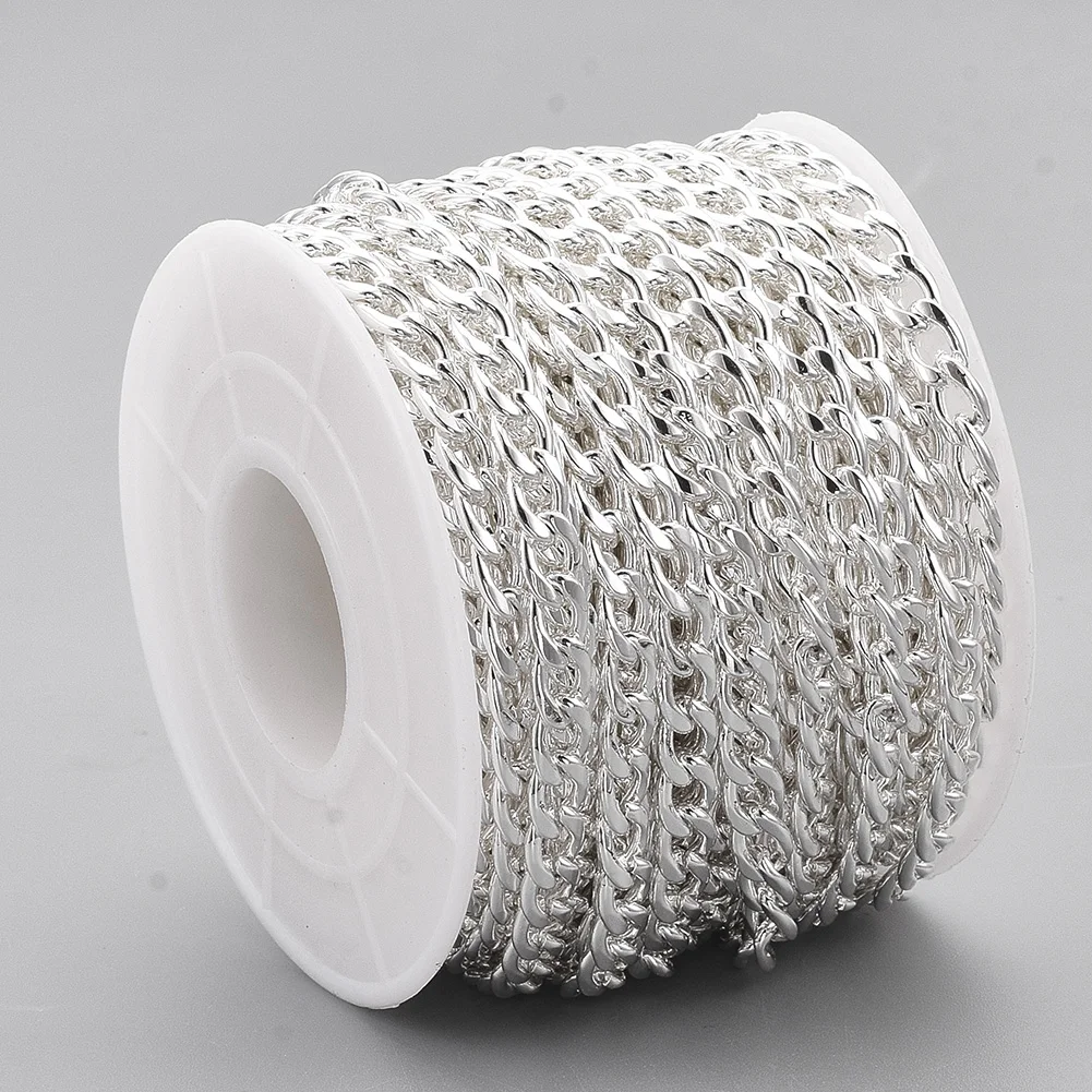 10m 304 Stainless Steel Curb Chains Twisted Chains Unwelded Link Chain Silver Color Plated for Jewelry Making DIY Bracelet