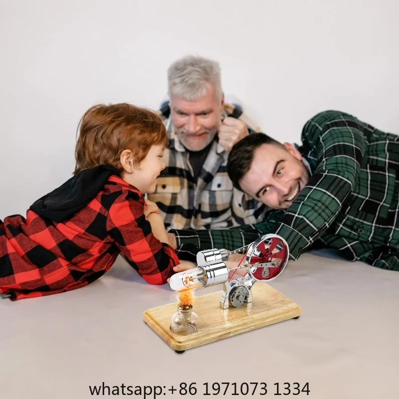 【New Hot】Stirling Engine Kit Electricity Generator Motor Model Physical Generator Model with LED Light Flywheel Design