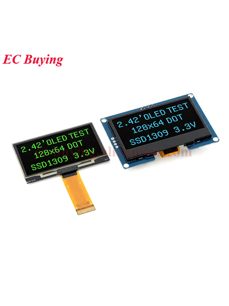 Moduł wyświetlacza OLED 2,42 cala, ekran LCD 2,42'' 128x64 punktów, sterownik SSD1309, interfejs SPI/IIC I2C, biały, niebieski, żółty, zielony, 4/7 pinów — zdjęcie produktu 7