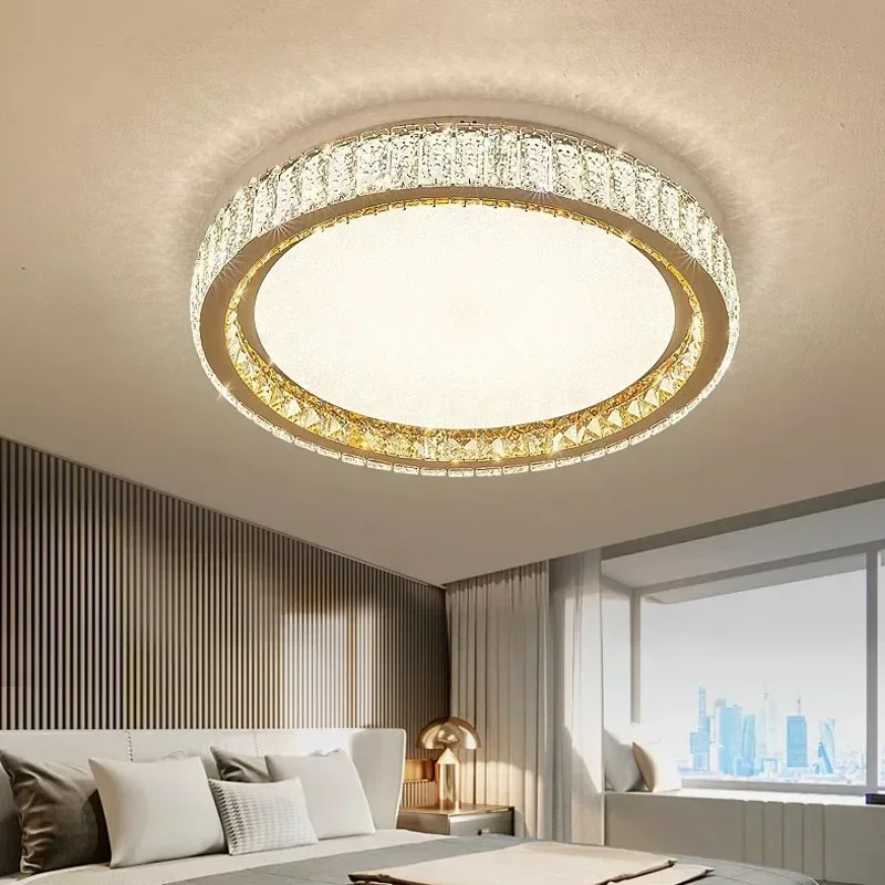 Modern Gold Ring Light Luxury Crystal Ceiling Light Interior Decoration Bedroom Living Room Light Dimmable Led Lighting Fixture