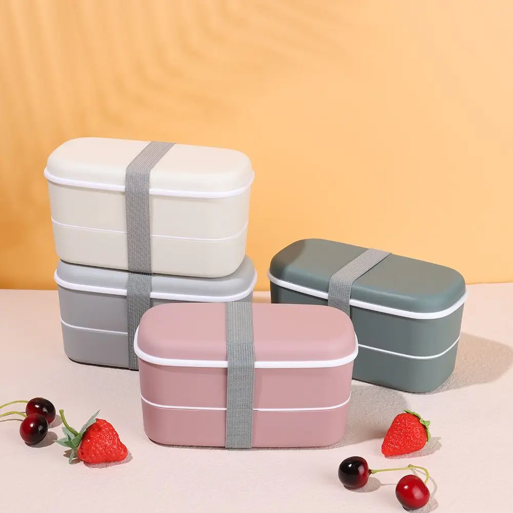 Divided Eco-Friendly Double Layers Lunch Box Food Container Bento Box Microwavable Dinnerware